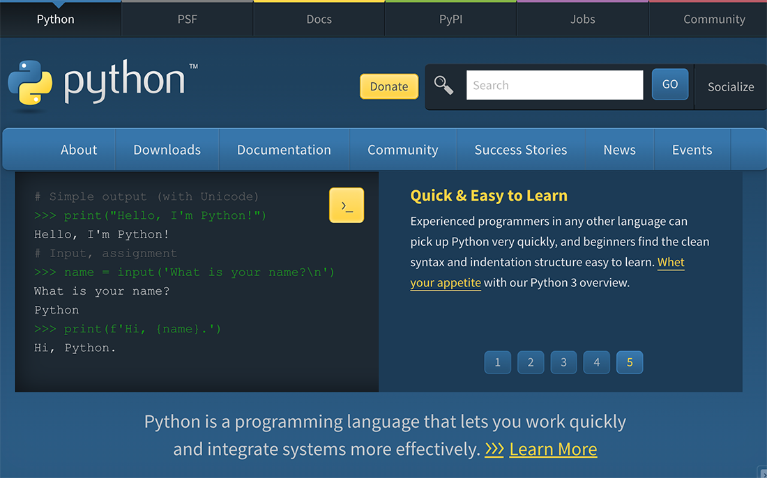 The official Python website